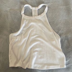 Cropped white t back tee